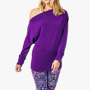 Lilly Pulitzer sz L Sheera one shoulder purple long sleeve shirt